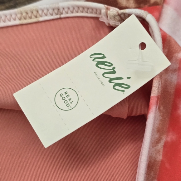 Aerie White Pink Print Ruffle High Waisted Full Coverage Bikini Bottom Size XL - Picture 4 of 6